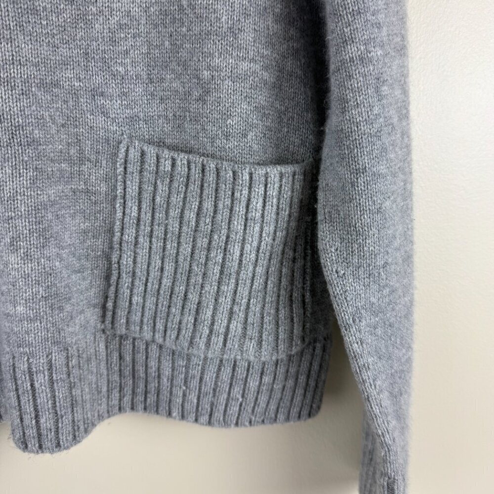 FRAME Cashmere-Wool Mock-Neck Sweater XS • Heather Gray • Patch Pockets - Picture 4 of 9